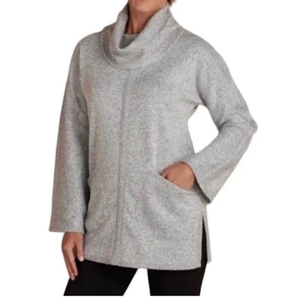 Soft Surroundings Grey Cowl Neck Pocket Front Sweater - 1X - Picture 8 of 8